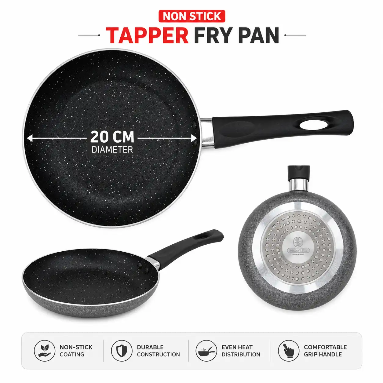 DECORLINE NON STICK TAPPER FRY PAN 20CM - TGEXTF200