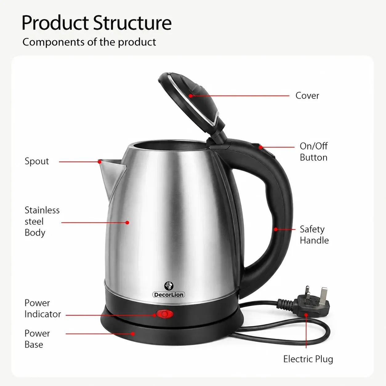 DECORLION ELECTRIC KETTLE 1.8 L - TGGBY1811 - 6