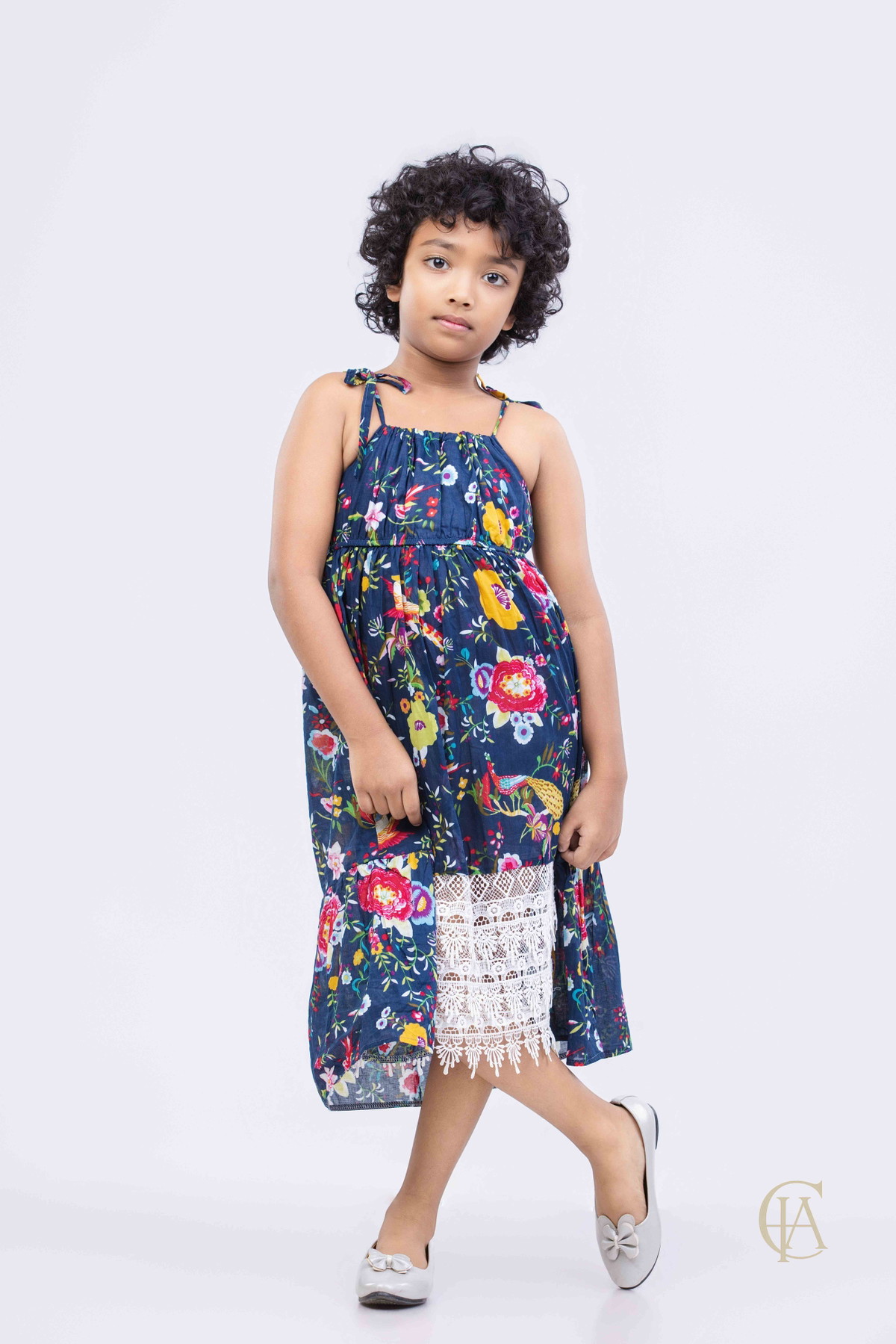 navy‑blue floral dress