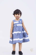 Girl's Girl's check dress with white contrast band detail - 1