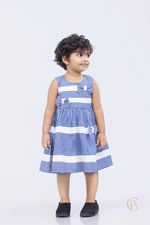 Girl's Girl's check dress with white contrast band detail - 3