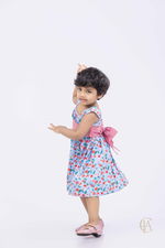 Girl's printed floral dress with lining  - 1
