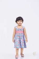 Girl's printed floral dress with lining  - 5