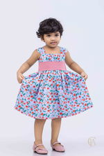 Girl's printed floral dress with lining  - 2