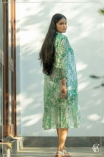 Green dotted a line low waist shirt dress  - 3
