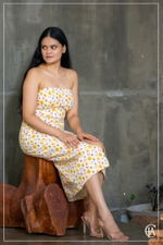 PTD Golden Yellow Bandeau Dress with Front Skirt Detail - 1