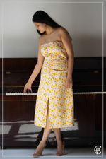 PTD Golden Yellow Bandeau Dress with Front Skirt Detail - 4