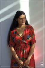 Crossover Kimono red dress  - 1