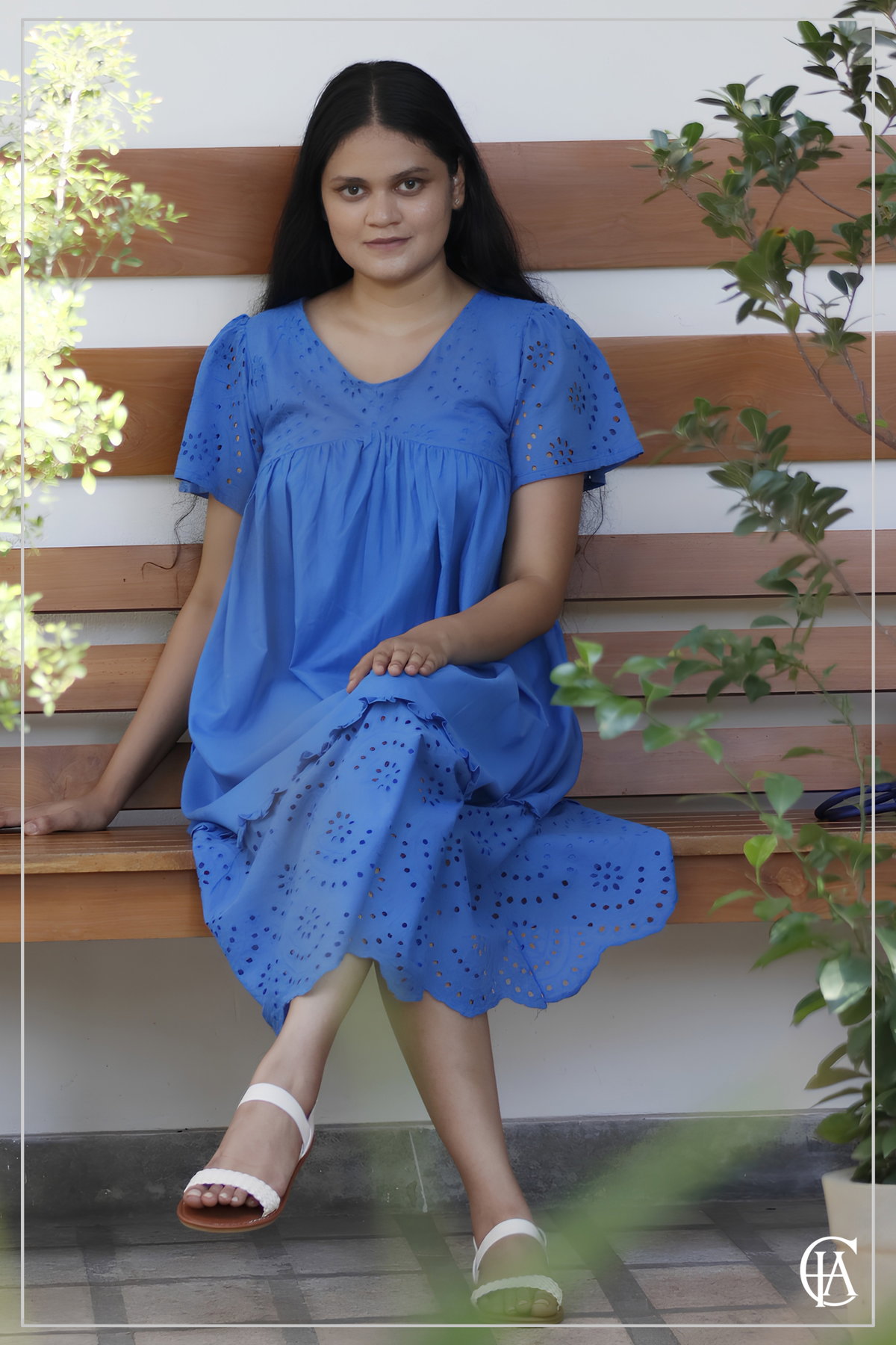 Sapphire Blue cut loan dress with sleeve