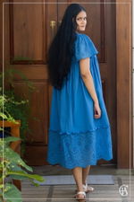 Sapphire Blue cut loan dress with sleeve - 3