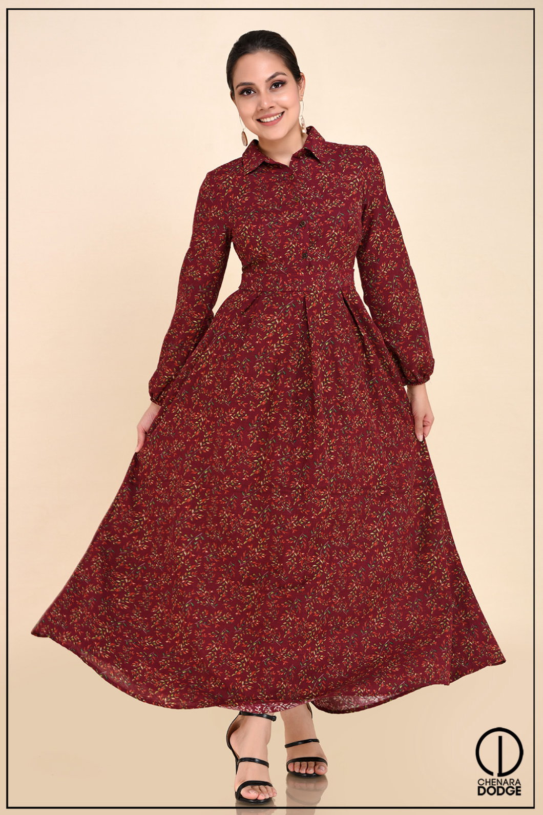 BIANCA L/S PRINTED MAXI DRESS