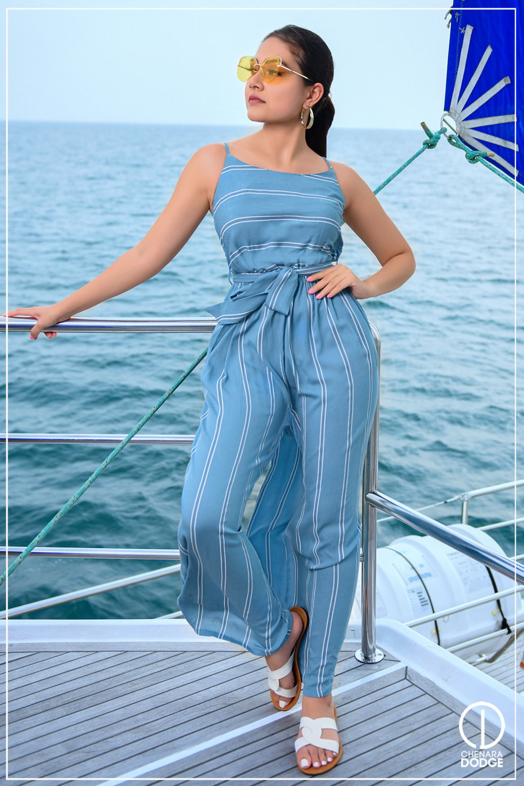 STACEY STRIPE TIE-UP JUMPSUIT
