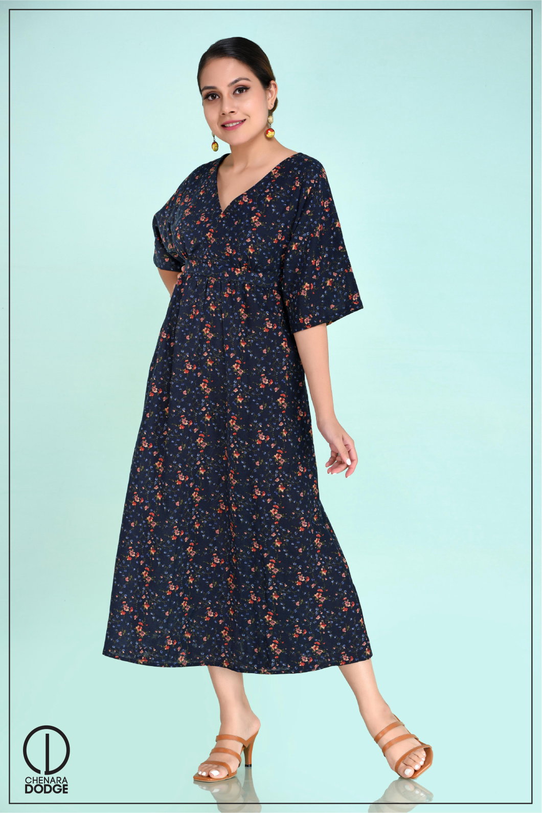 STACEY V-NECK MIDI DRESS-UK8