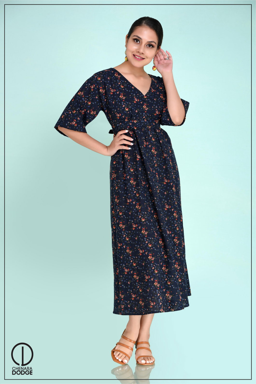 STACEY V-NECK MIDI DRESS-UK8