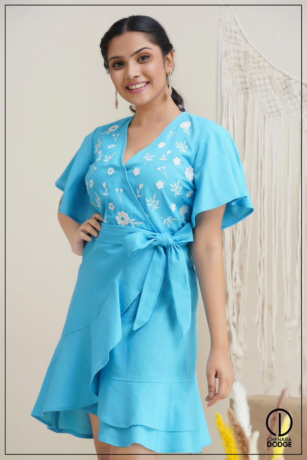 RUTH EMB DETAIL MINI DRESS-UK8