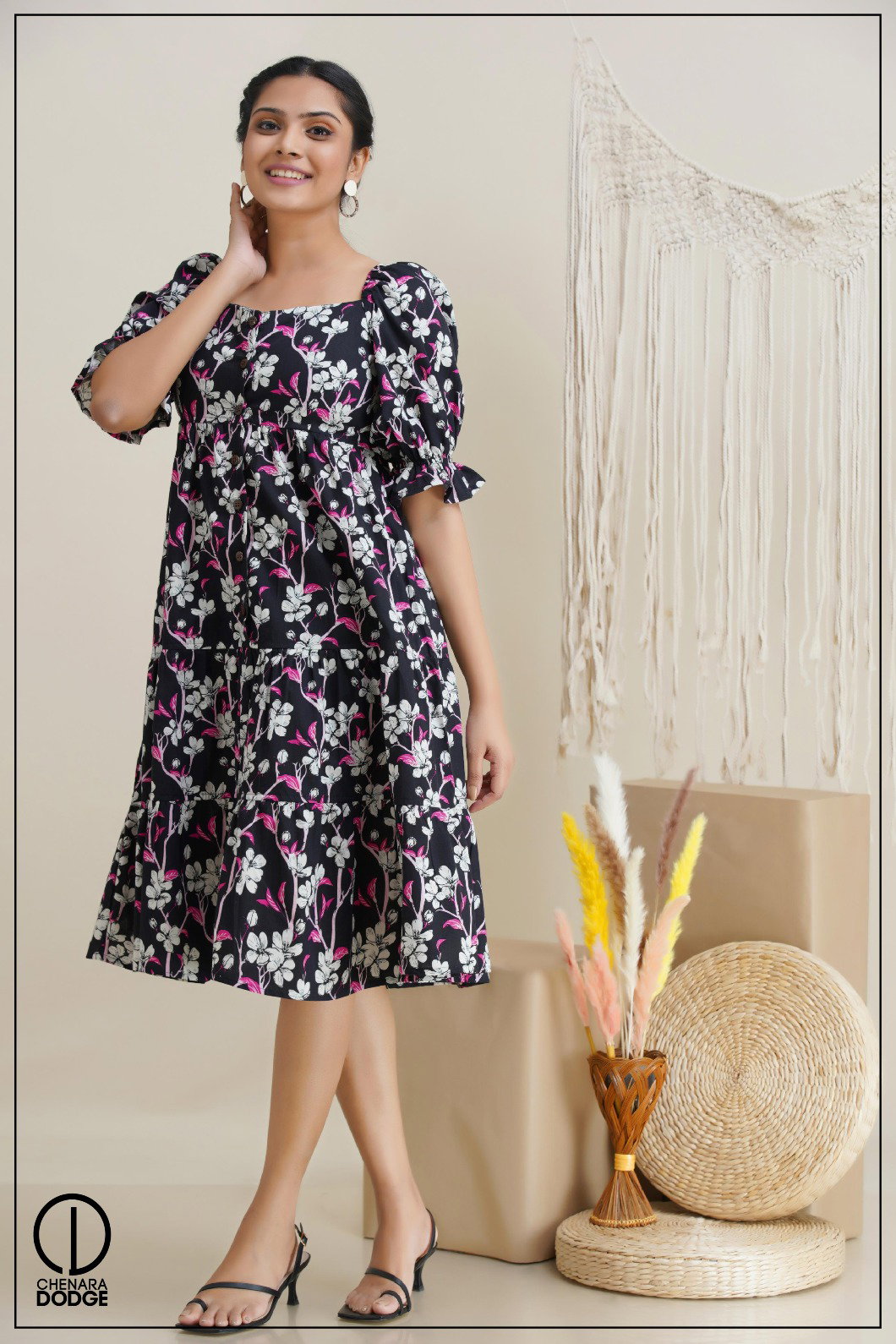 LUCY TIERED MIDI DRESS-UK8