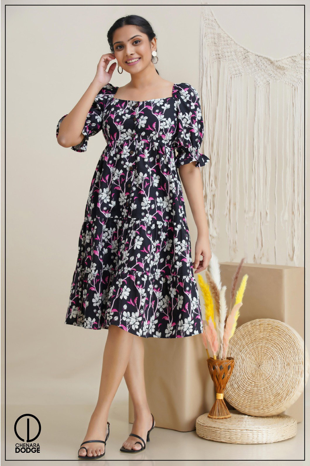 LUCY TIERED MIDI DRESS-UK8