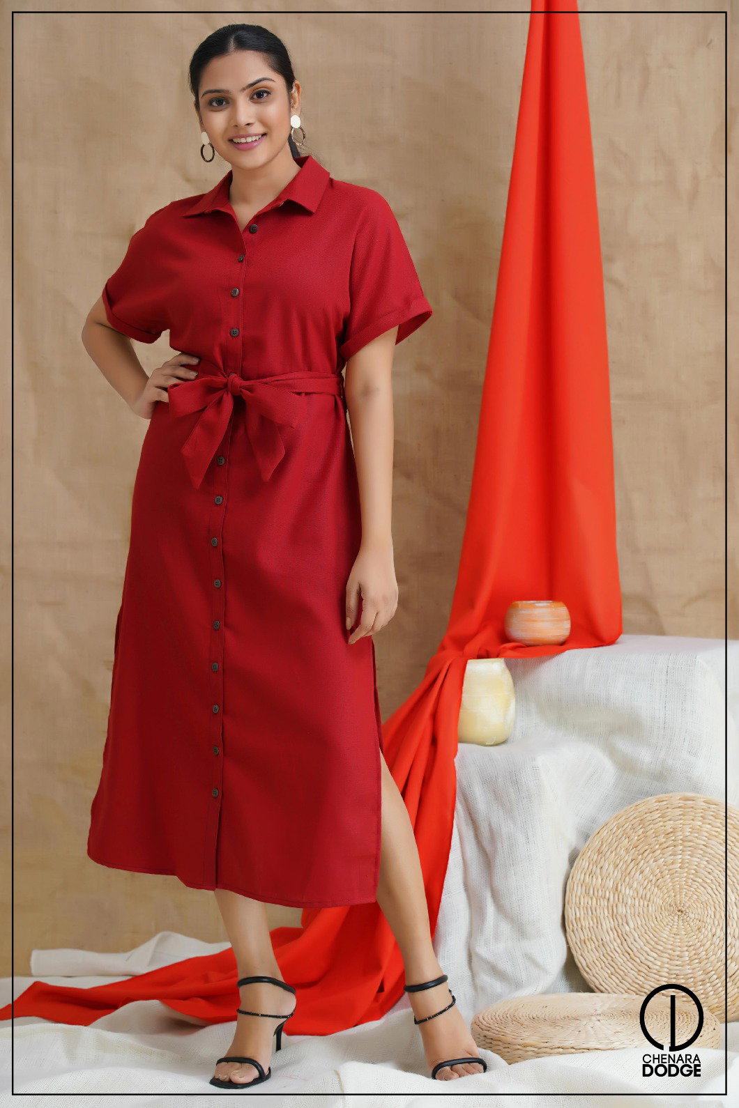 BIANCA BUTTONED MIDI DRESS-UK8
