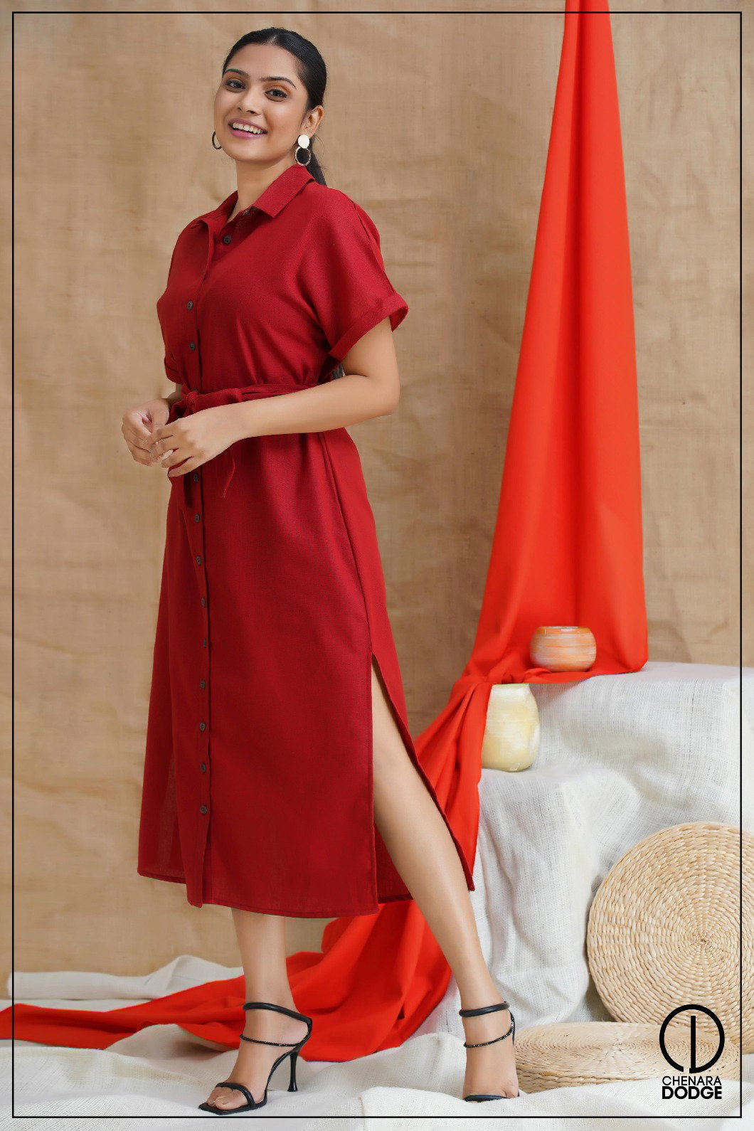 BIANCA BUTTONED MIDI DRESS-UK8