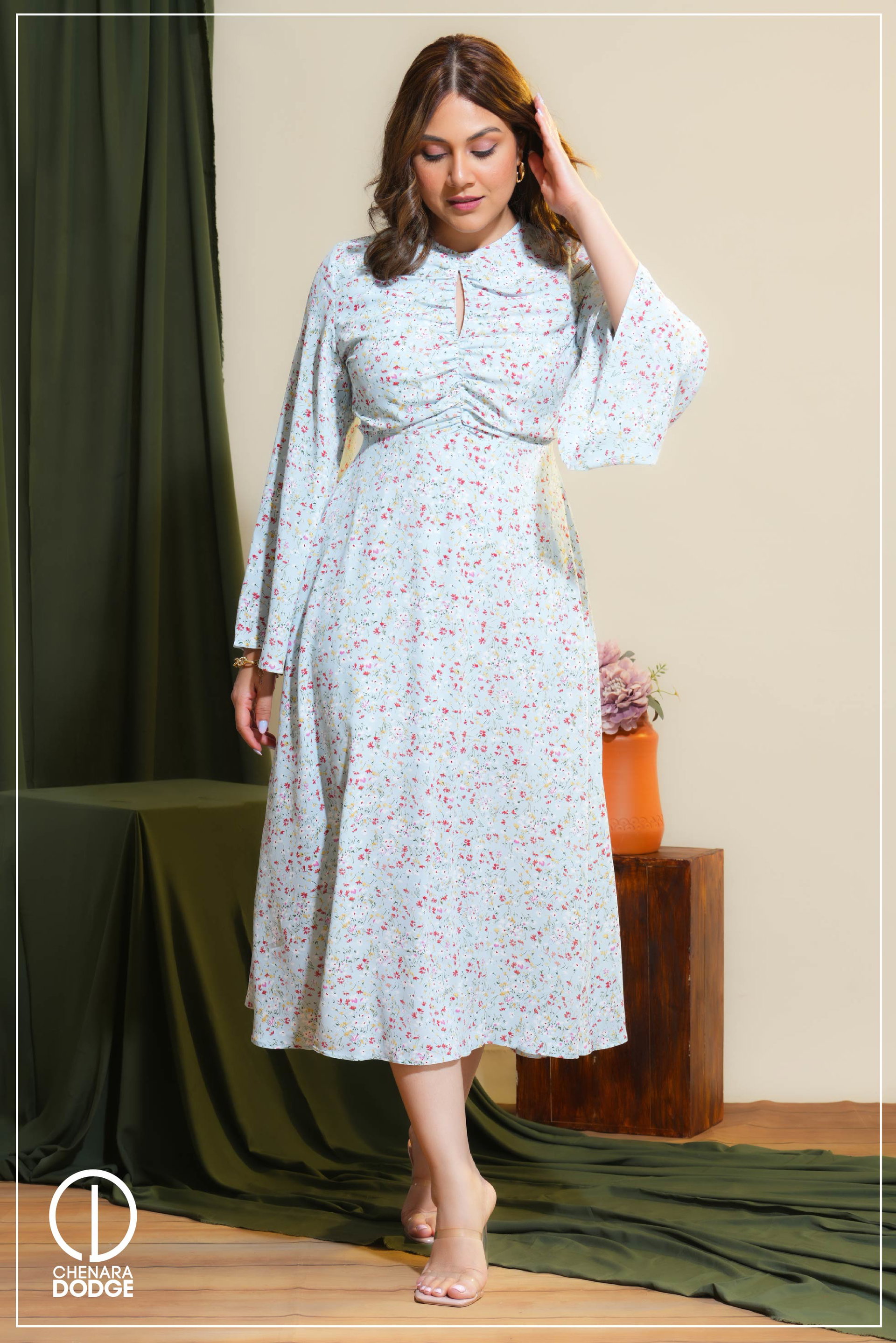 ABBY FRONT OPEN MIDI DRESS