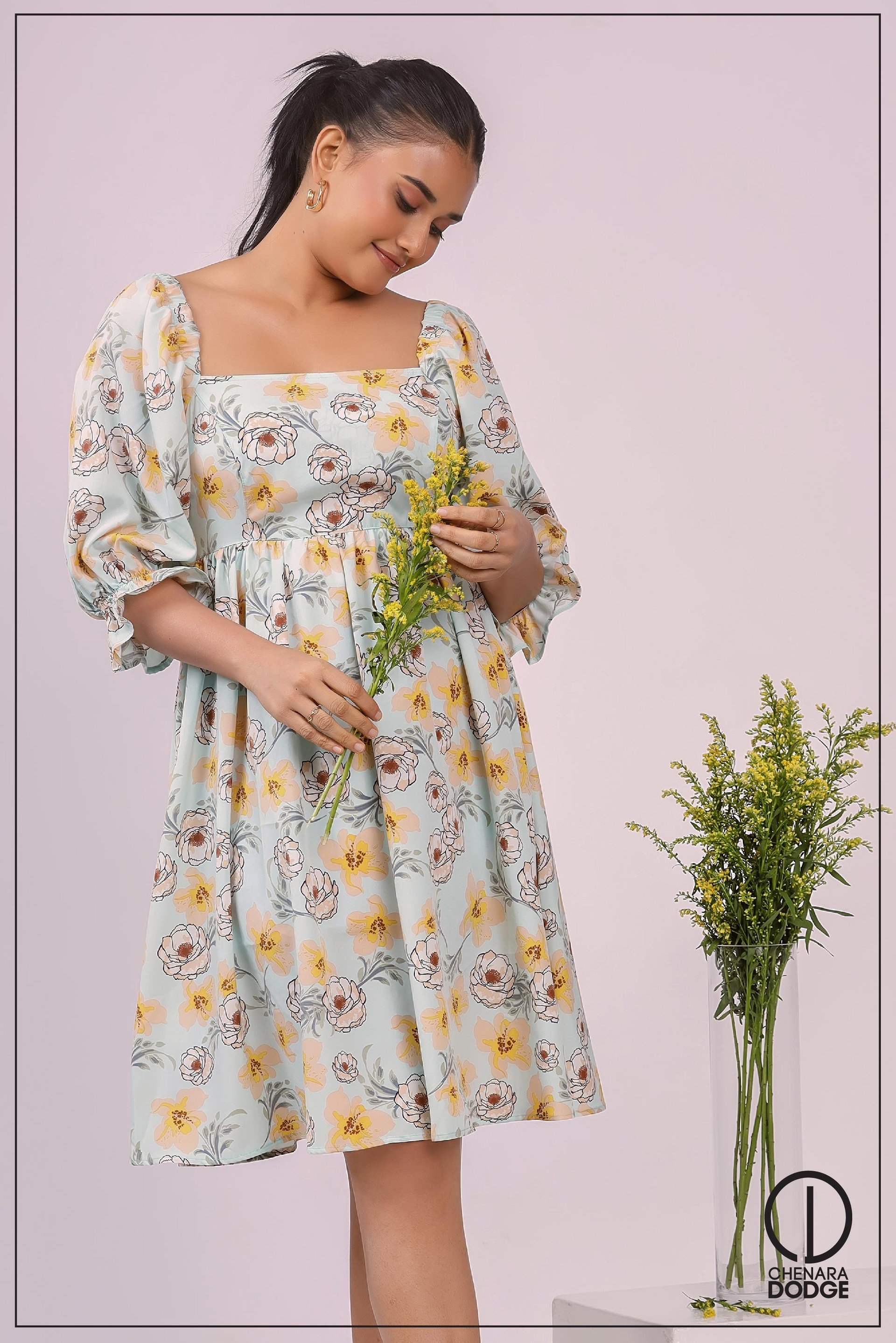 ALEEN SQUARE NECK MINI DRESS