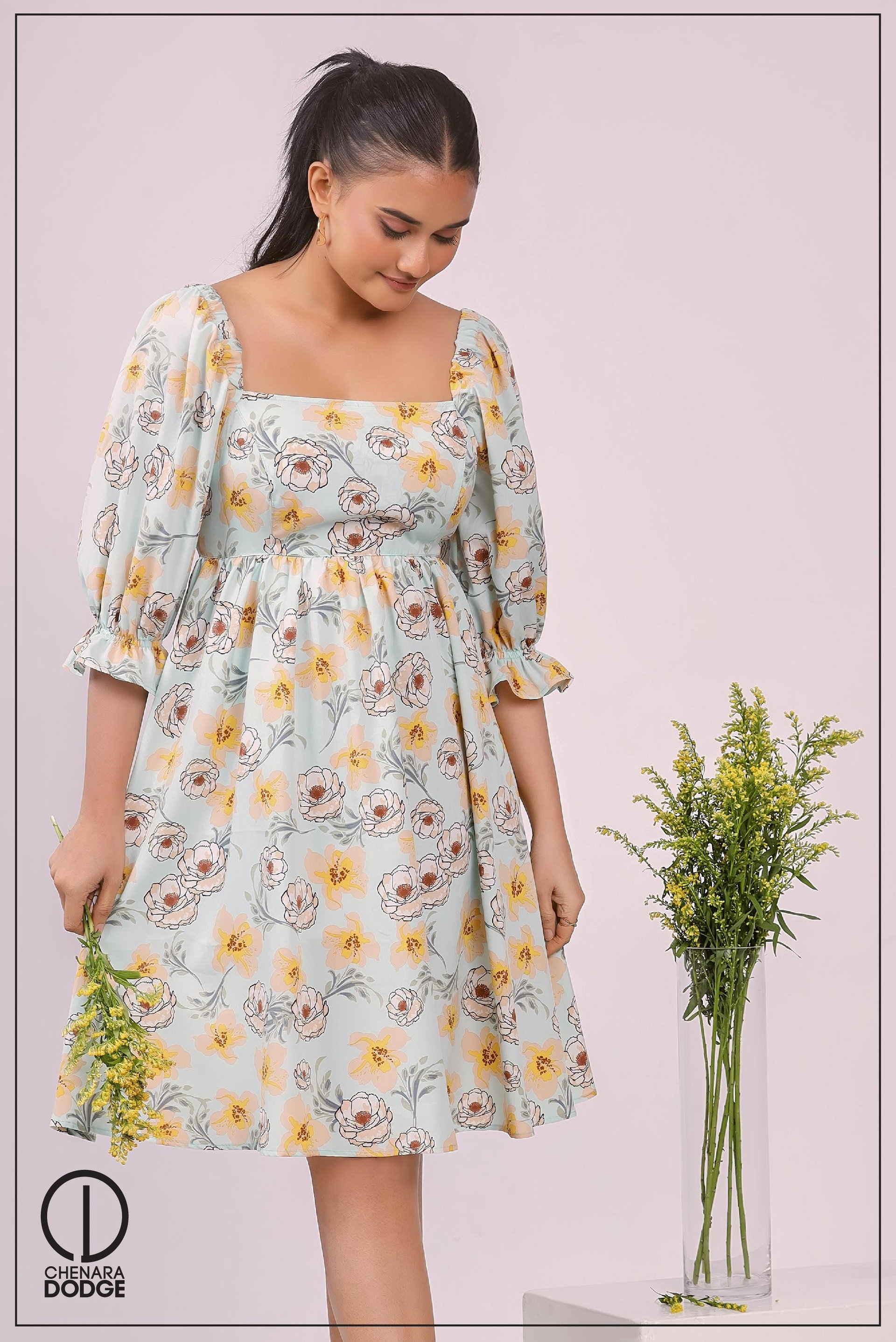 ALEEN SQUARE NECK MINI DRESS