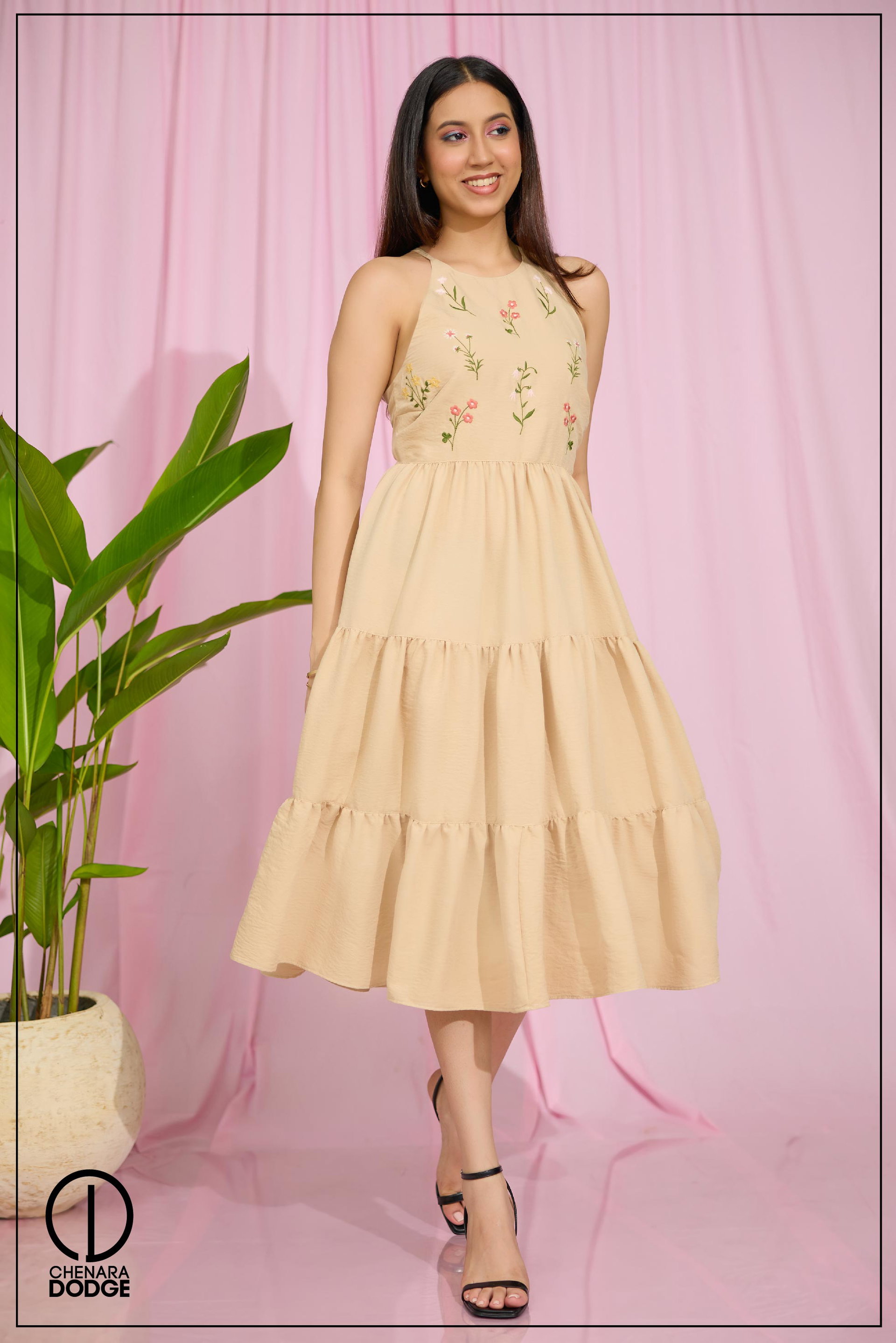 ALEX EMBROIDERED MIDI DRESS