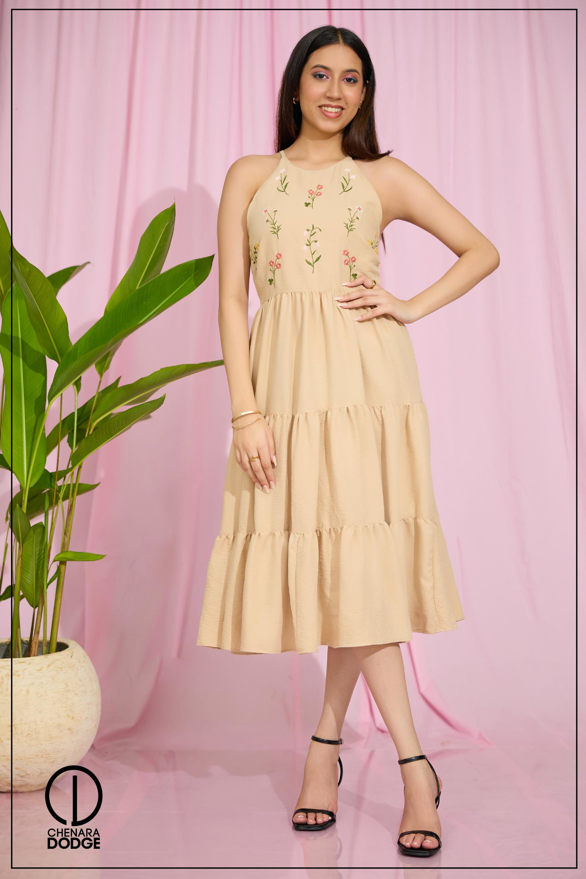 ALEX EMBROIDERED MIDI DRESS