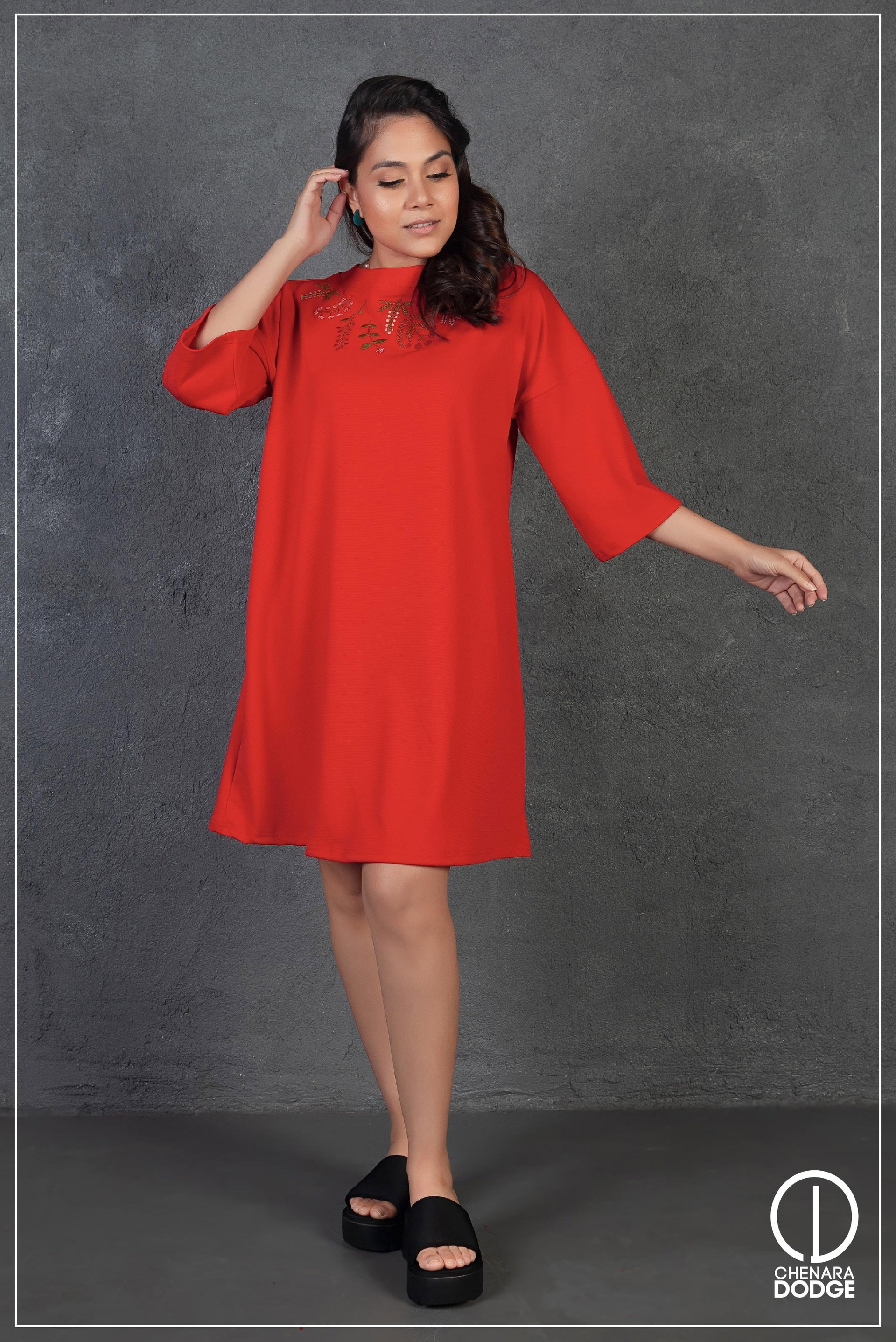 AMELIA EMBROIDERED MINI DRESS