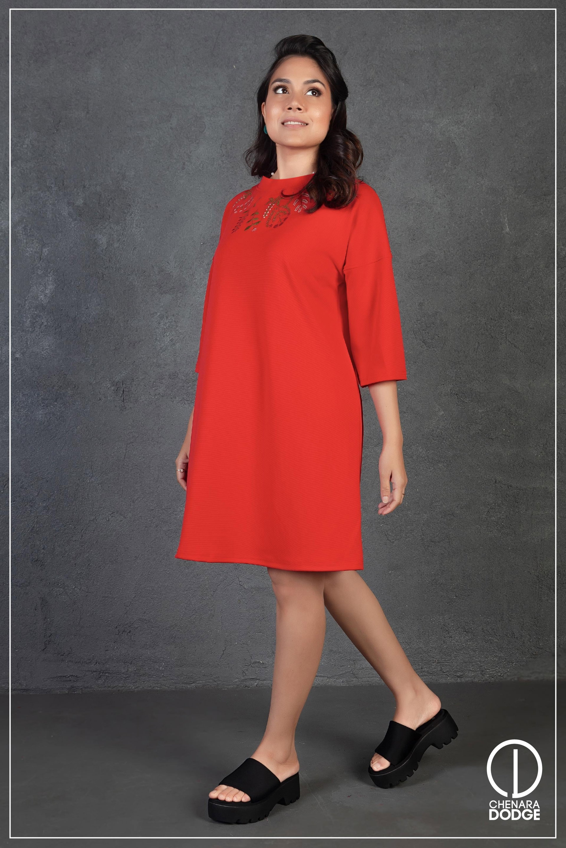 AMELIA EMBROIDERED MINI DRESS