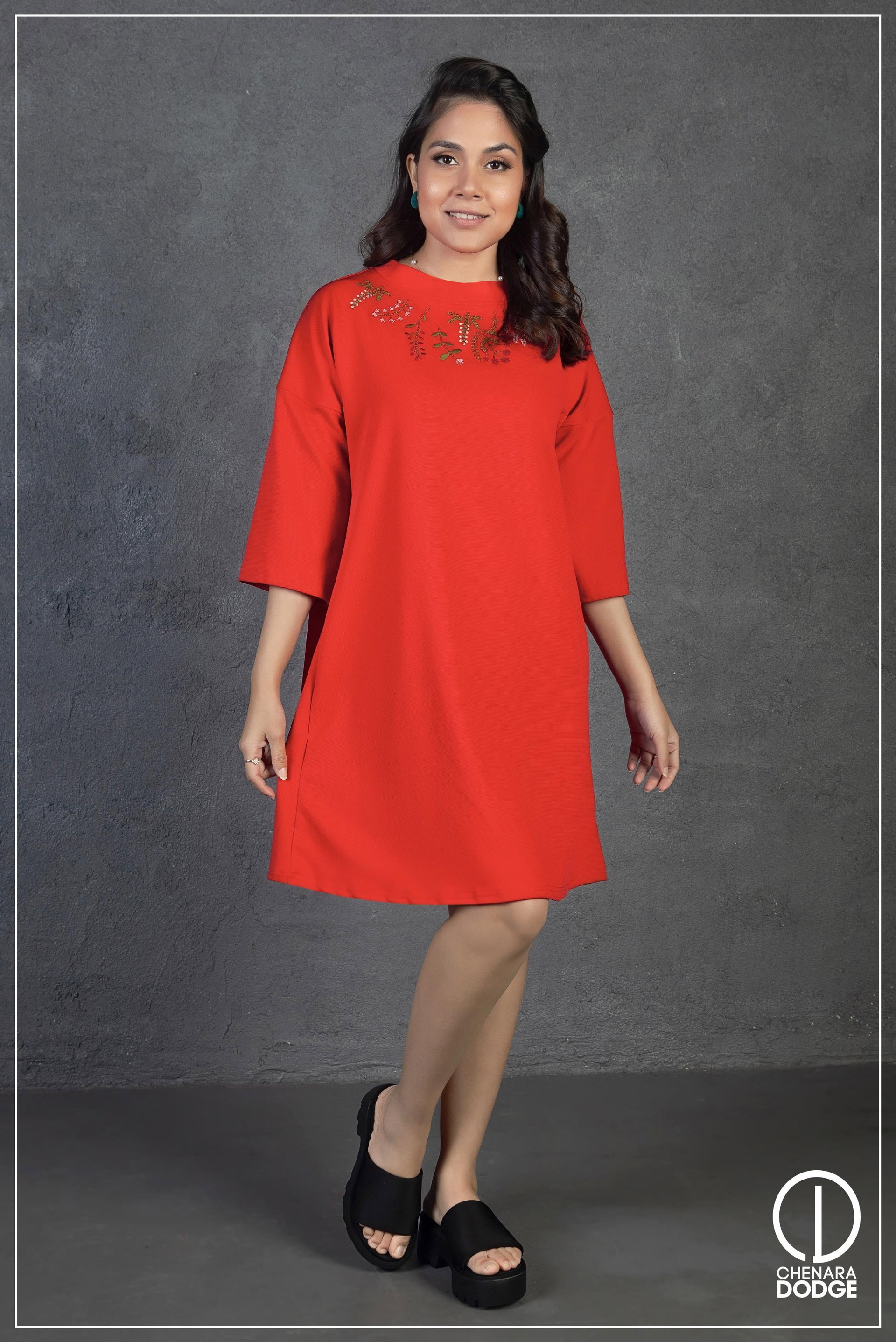 AMELIA EMBROIDERED MINI DRESS