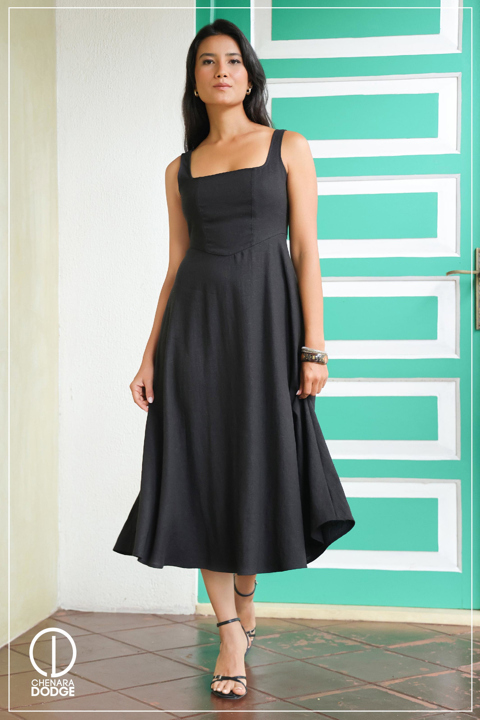 ASHLEY SQUARE NECK MIDI DRESS