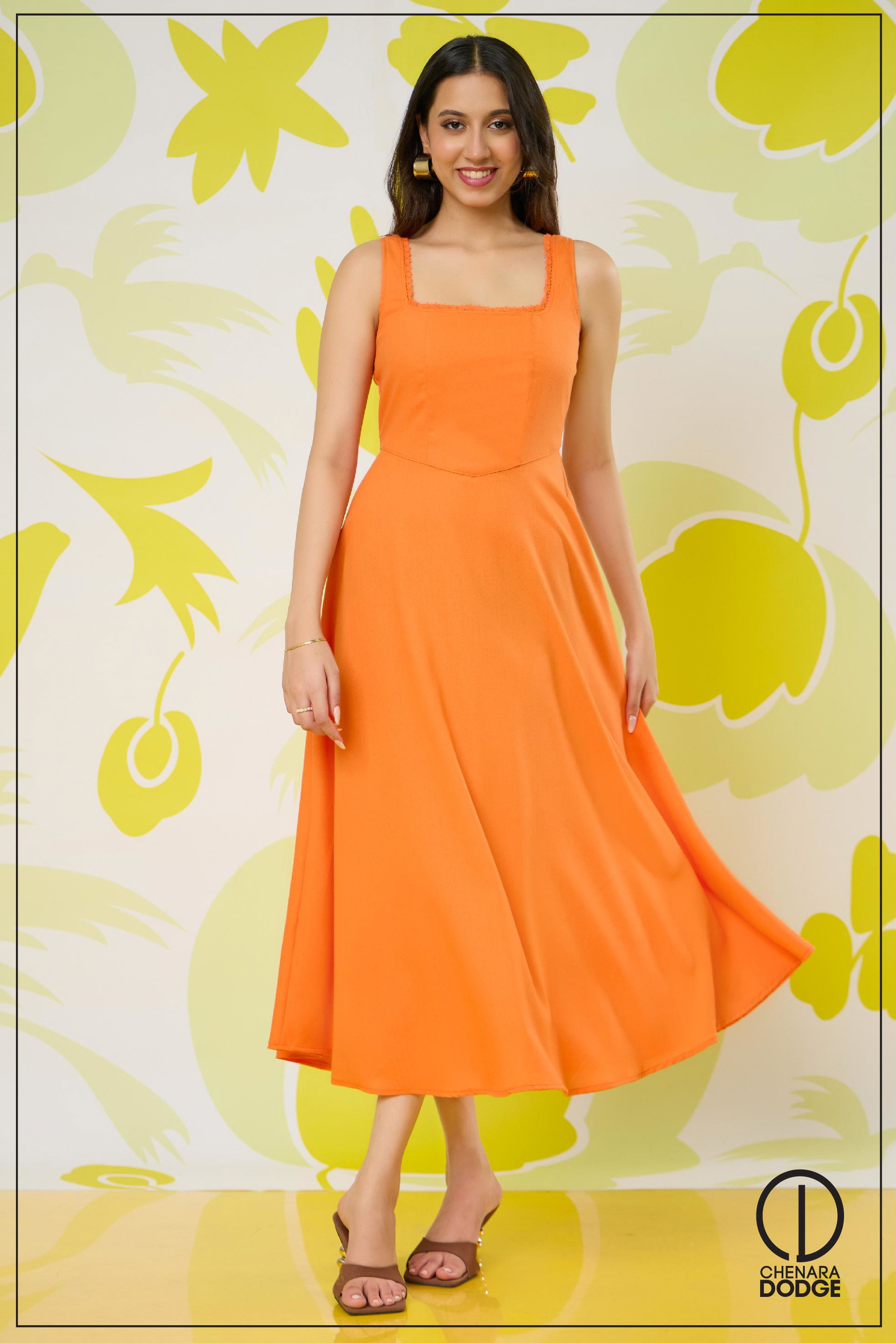 ASHLEY SQUARE NECK MIDI DRESS