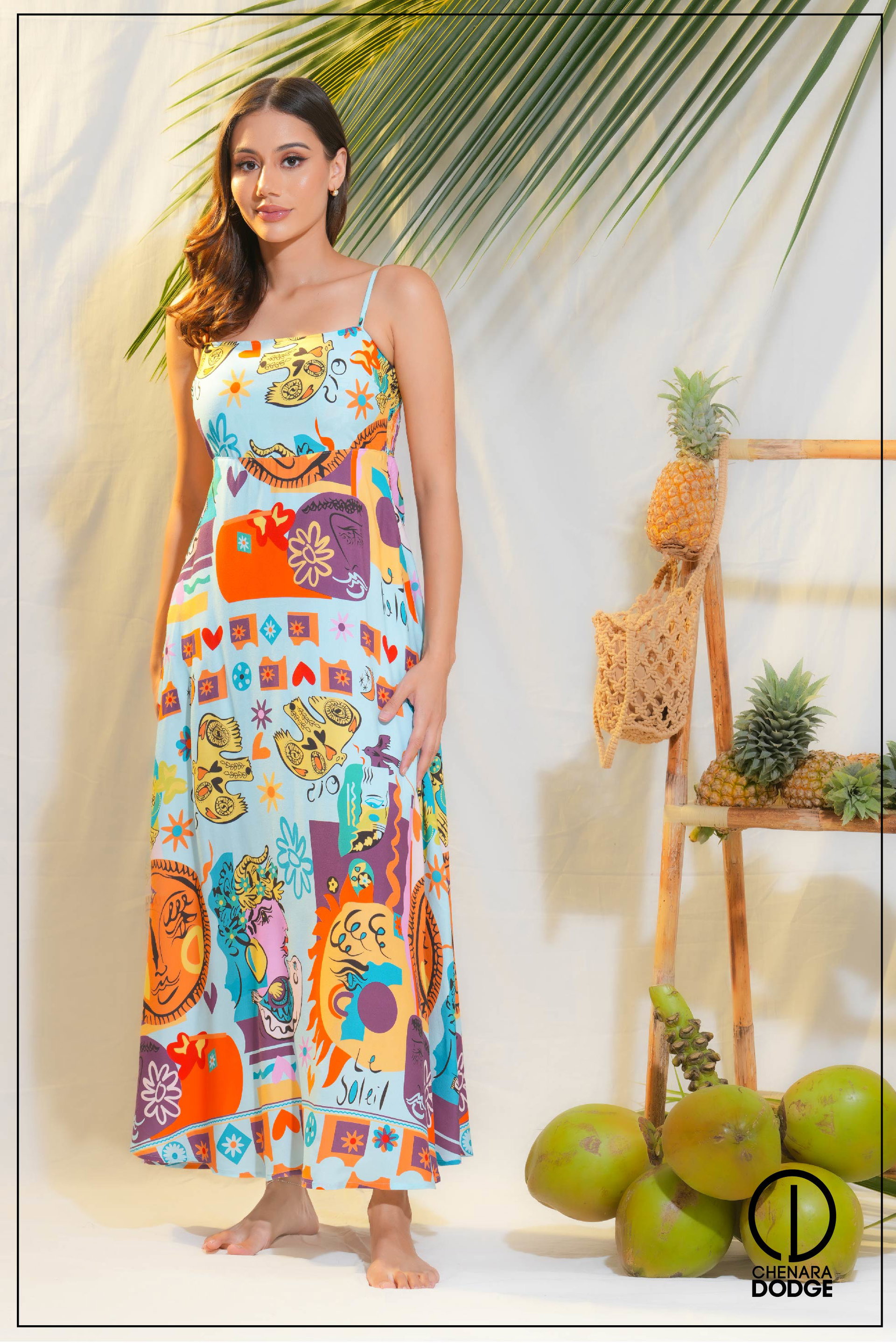 AURELIA STRAPPY PRINTED MAXI DRESS