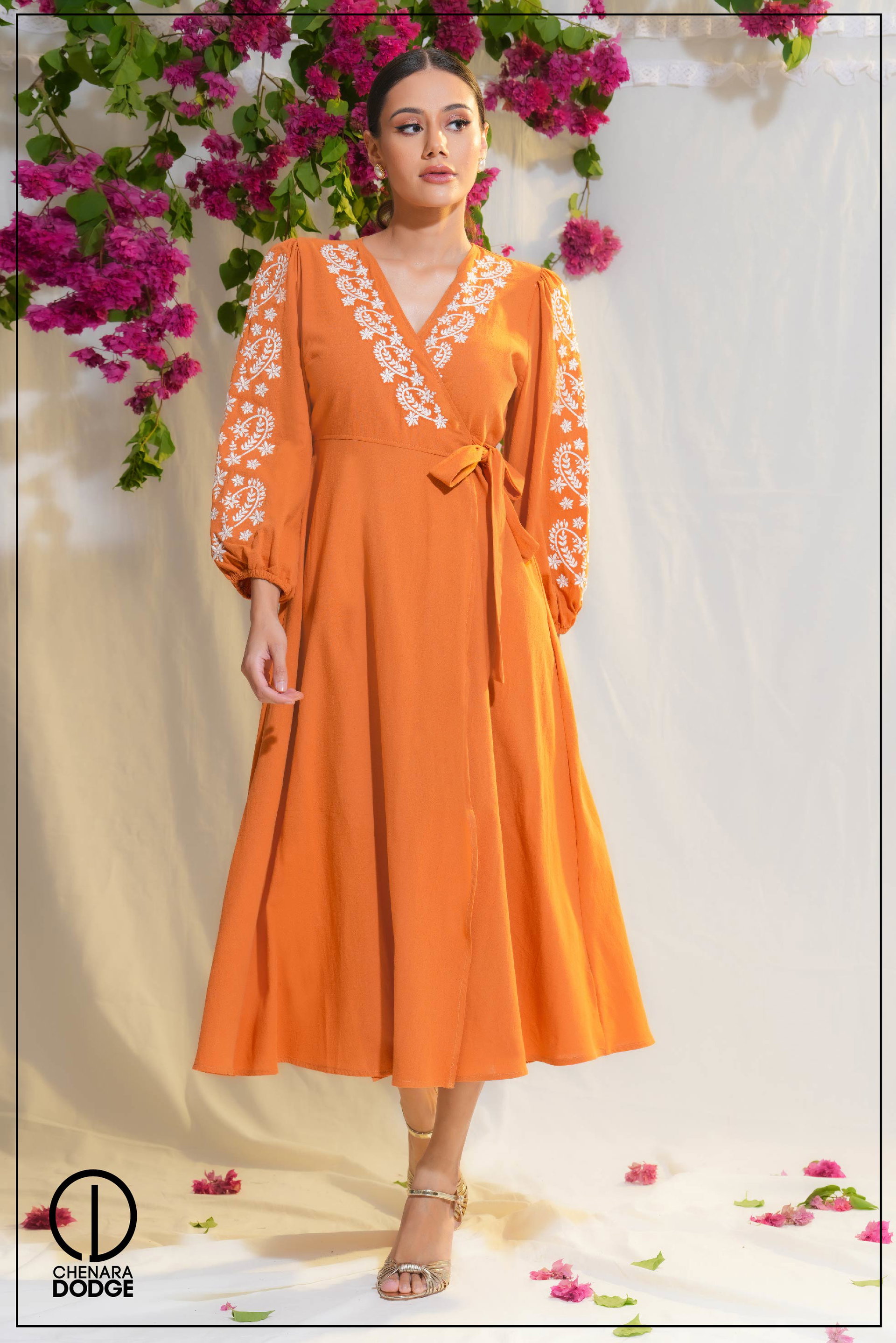 CALISTA EMBROIDERED MIDI DRESS