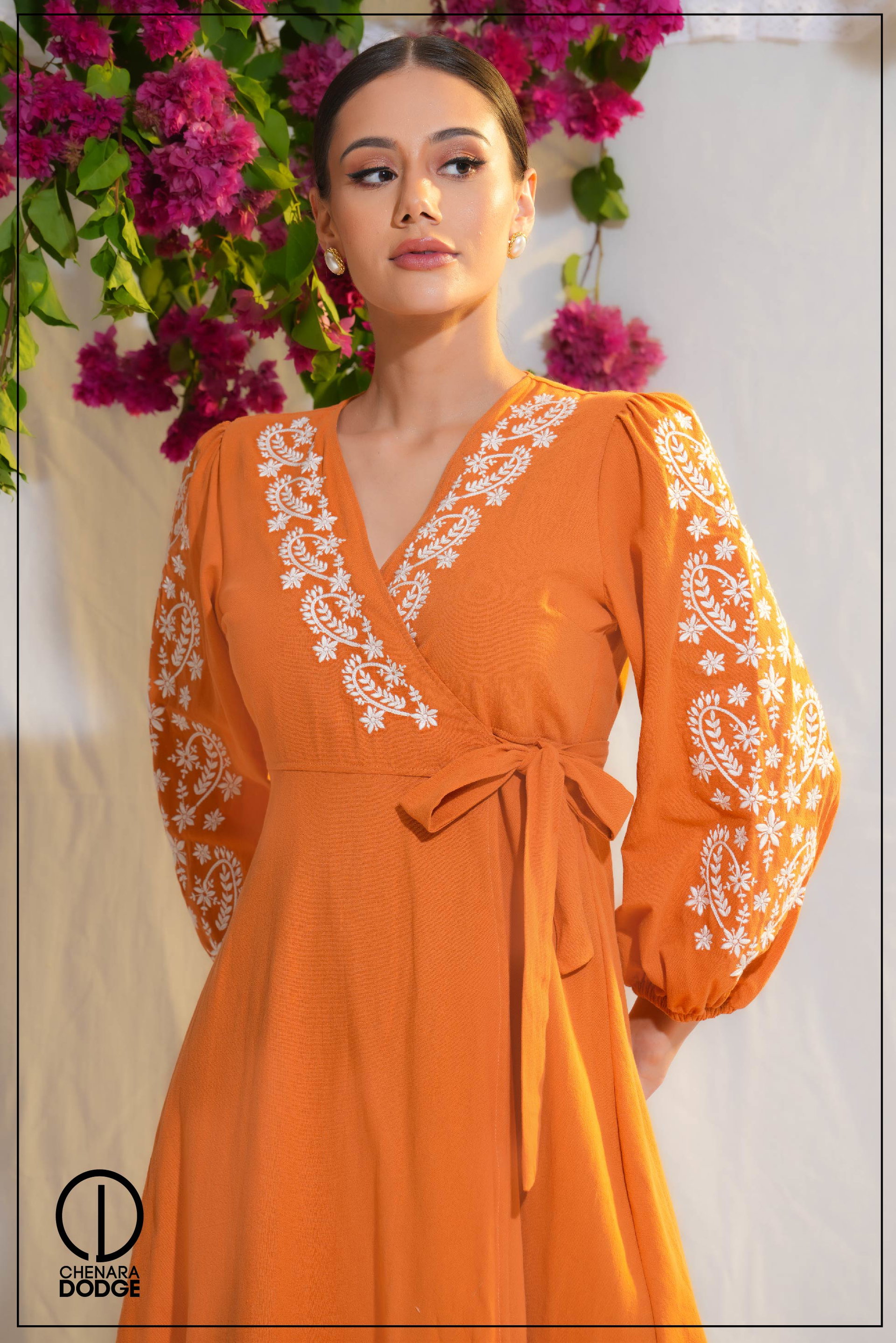 CALISTA EMBROIDERED MIDI DRESS
