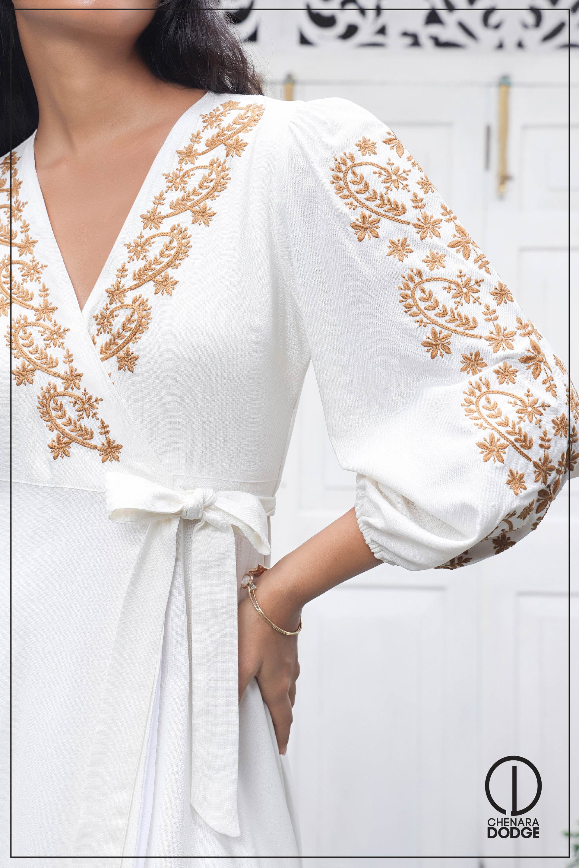 CALISTA EMBROIDERED MIDI DRESS