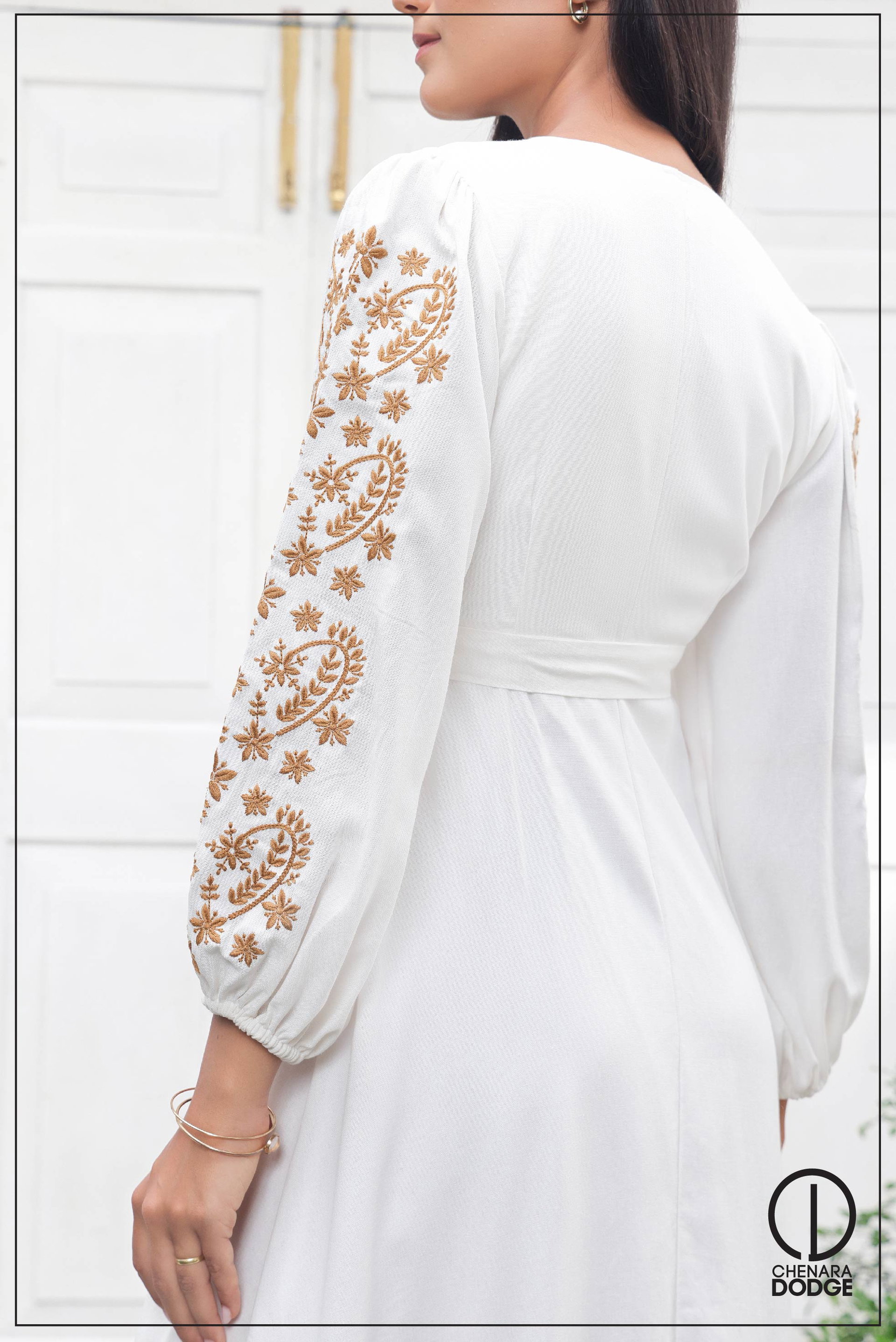 CALISTA EMBROIDERED MIDI DRESS