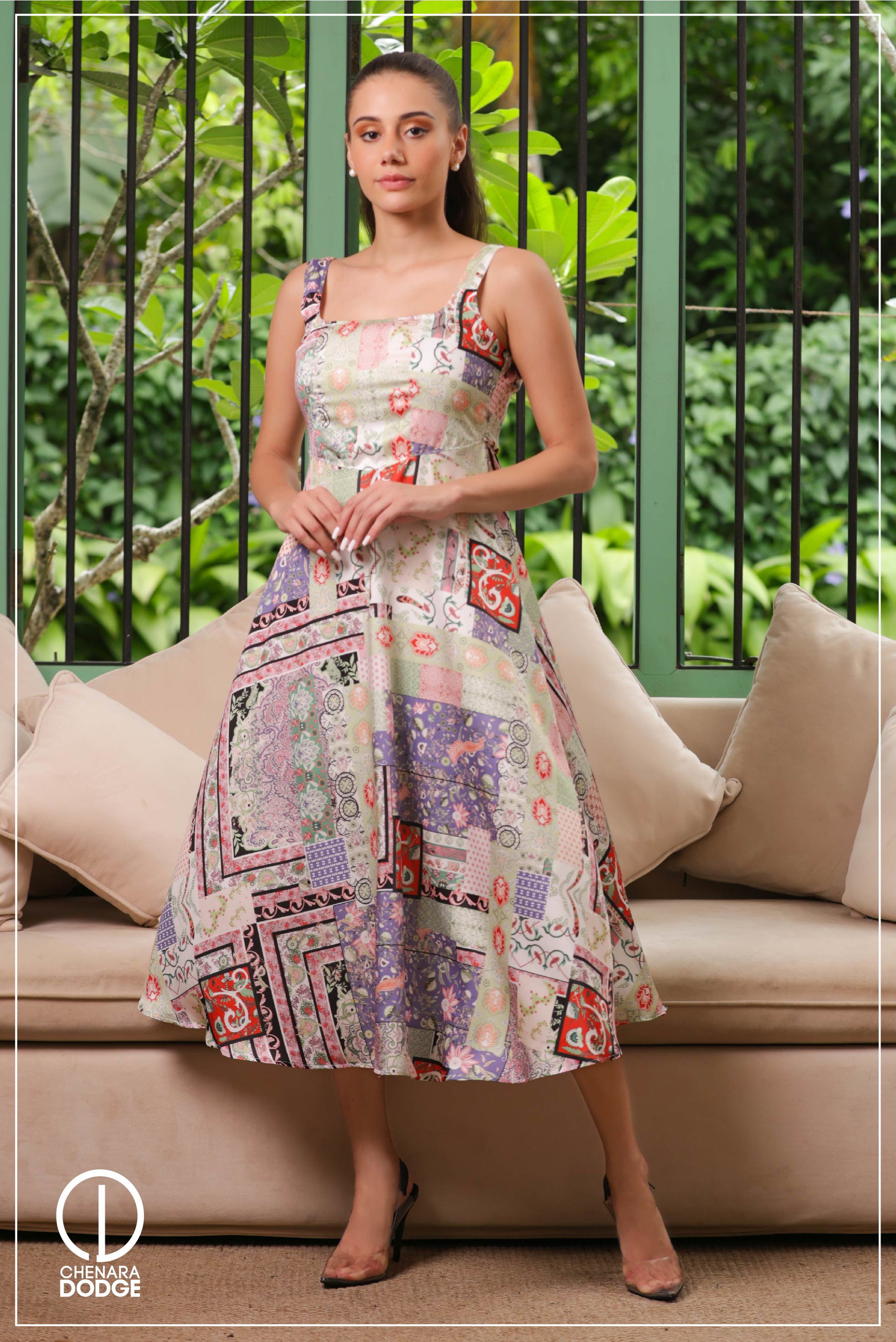 CAPRI SQUARE NECK MIDI DRESS