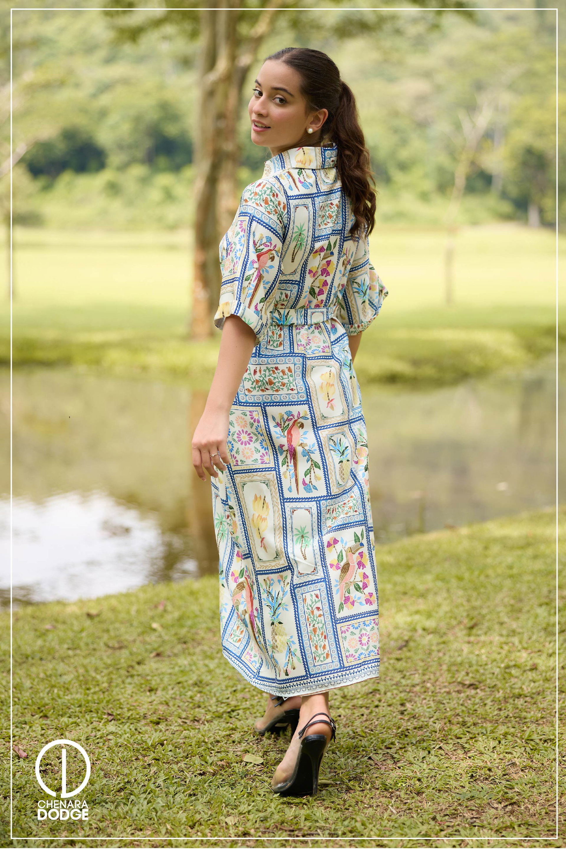 ZOE BUCKLE TIE-UP MIDI DRESS