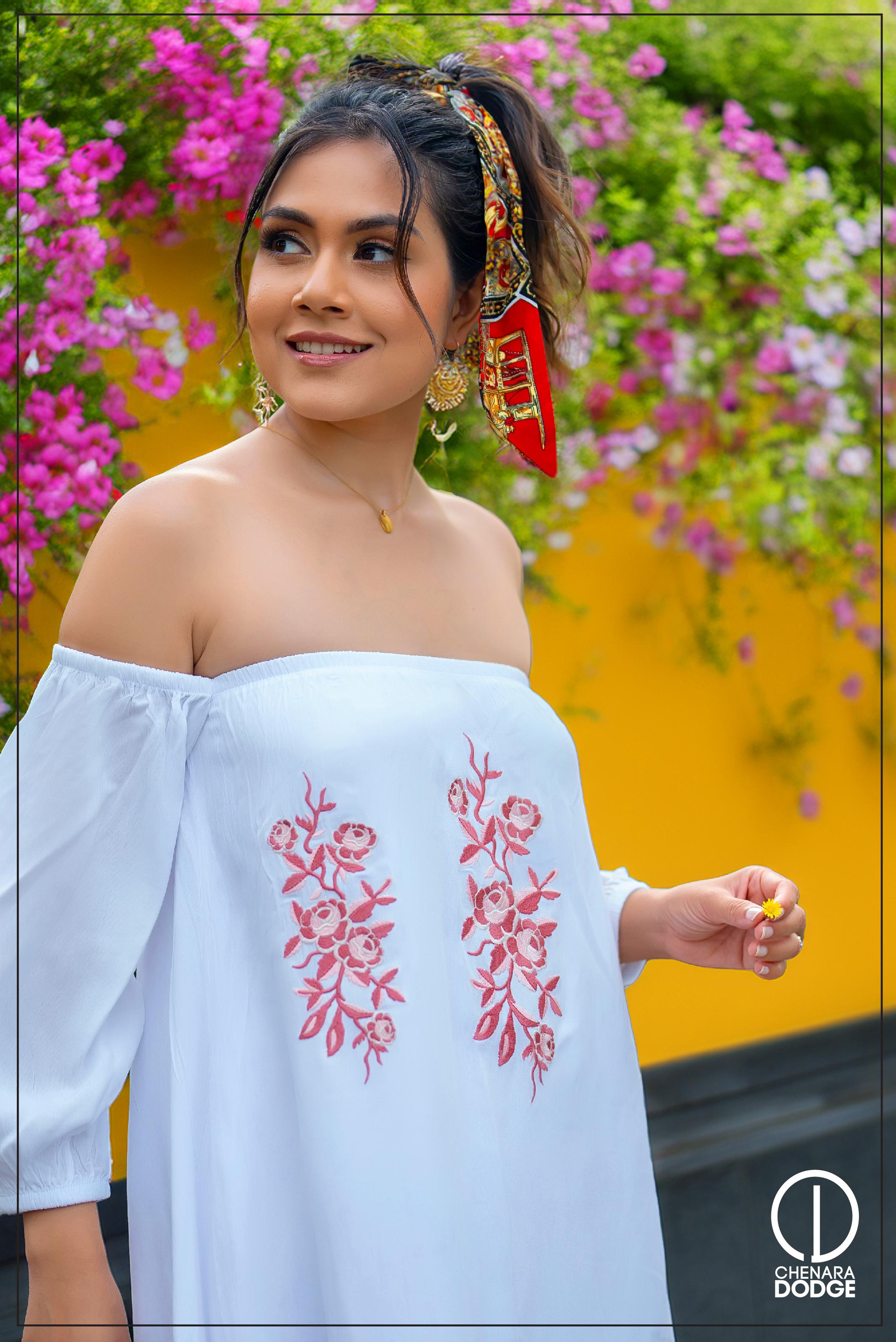 CHLOE EMBROIDERED MIDI DRESS