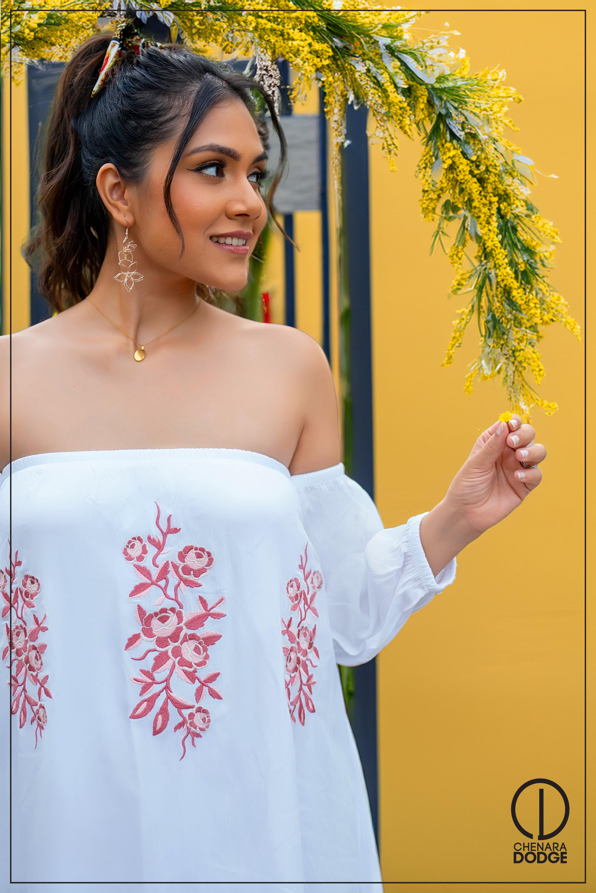 CHLOE EMBROIDERED MIDI DRESS