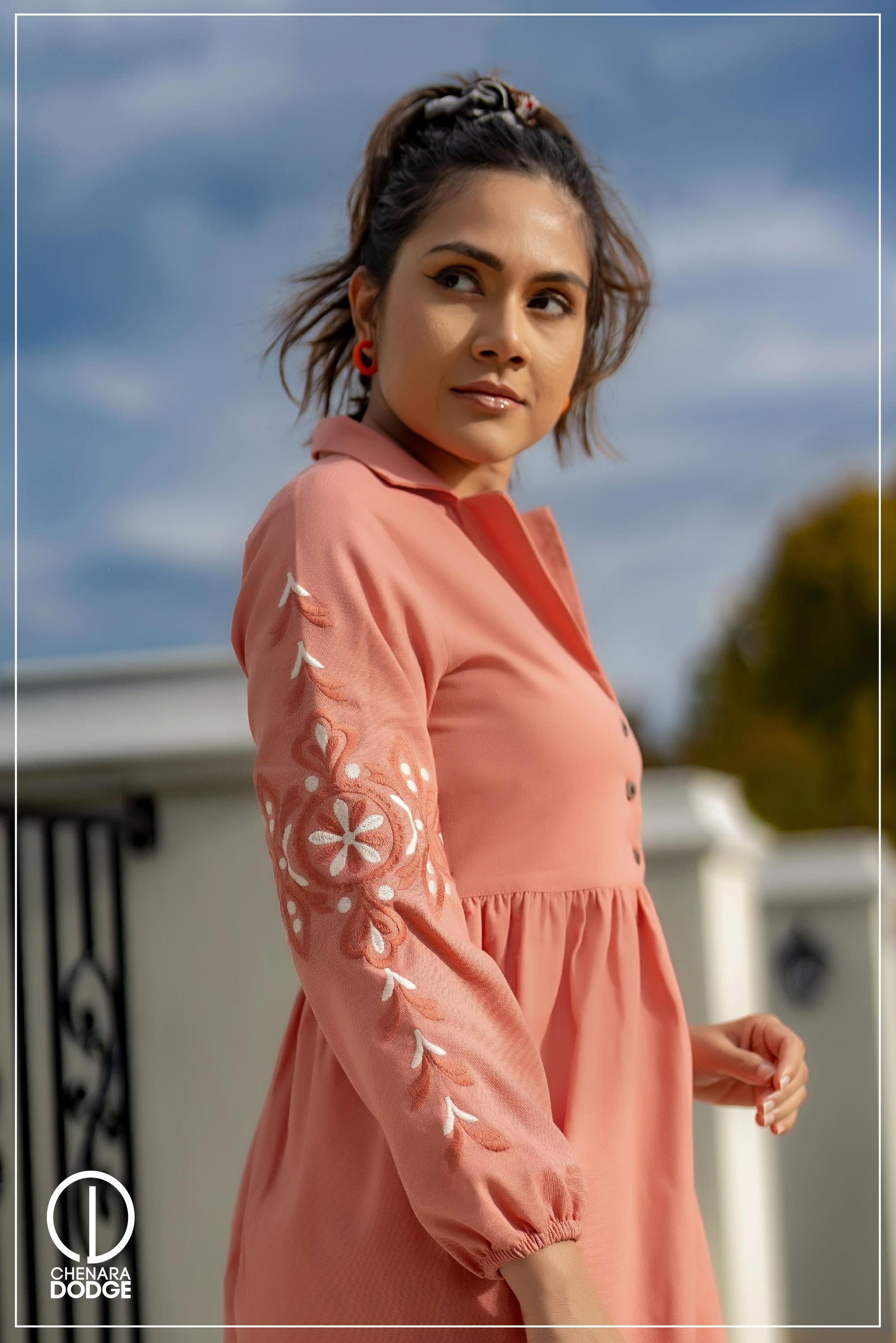 CHLOE EMBROIDERED MINI DRESS