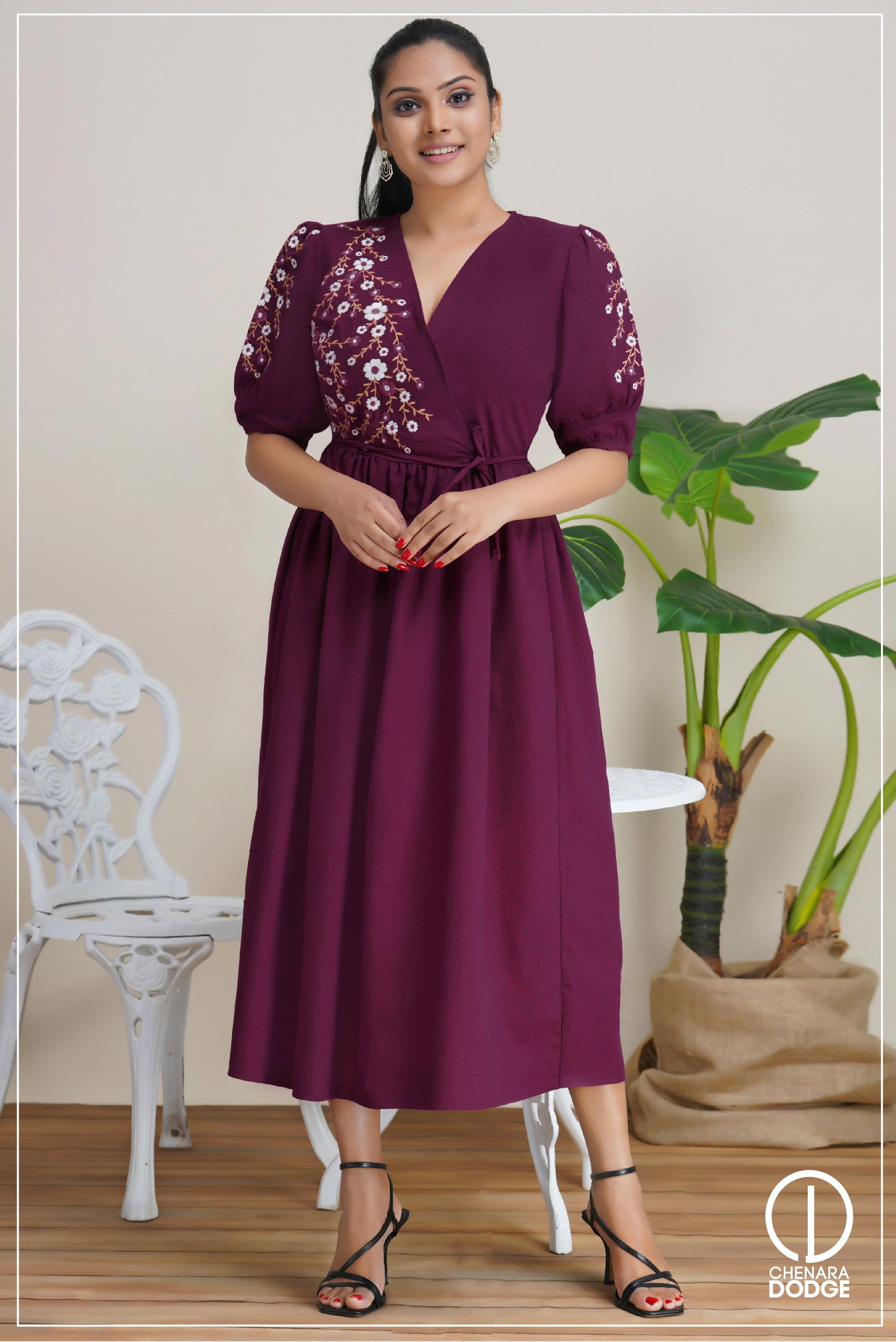 CLARA EMBROIDERED MIDI DRESS