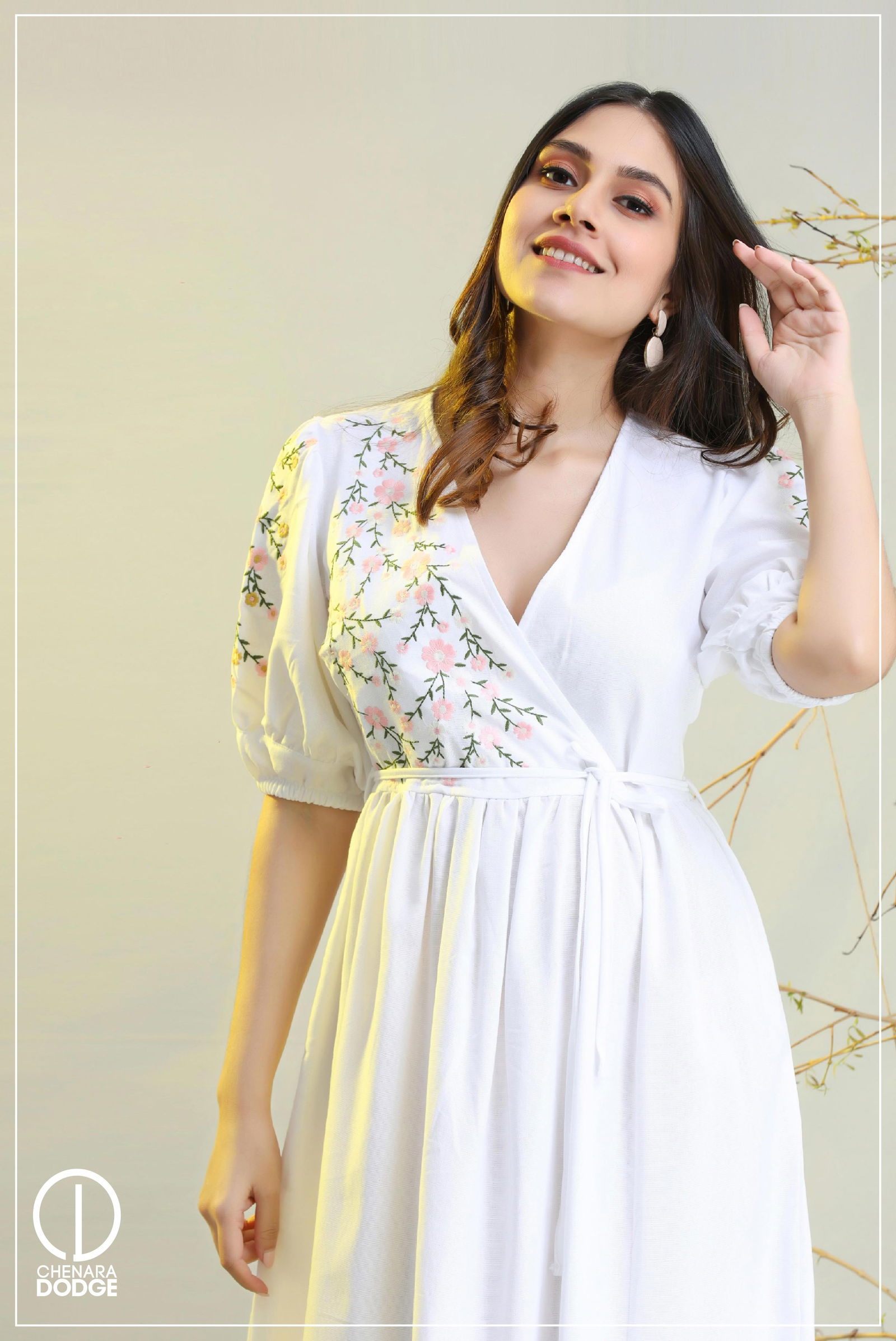 CLARA EMBROIDERED MIDI DRESS