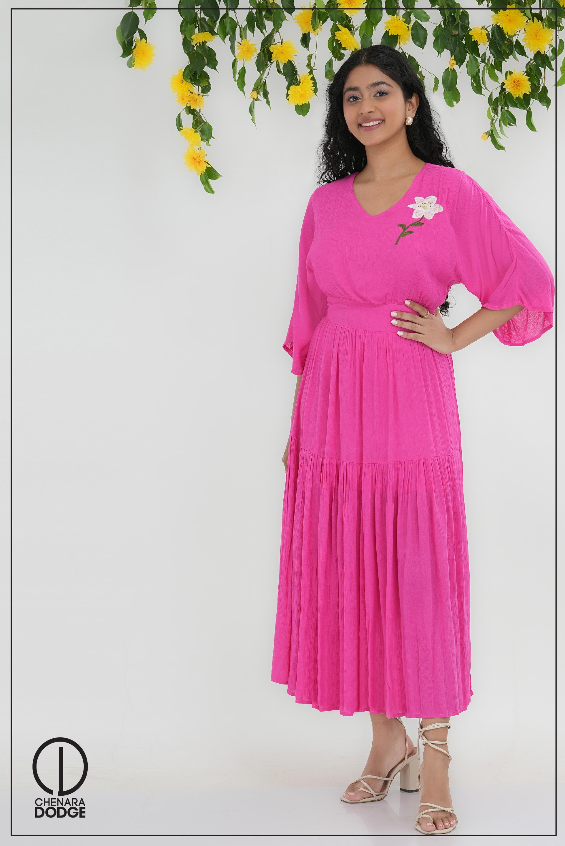 DAISY EMBROIDERED MIDI DRESS