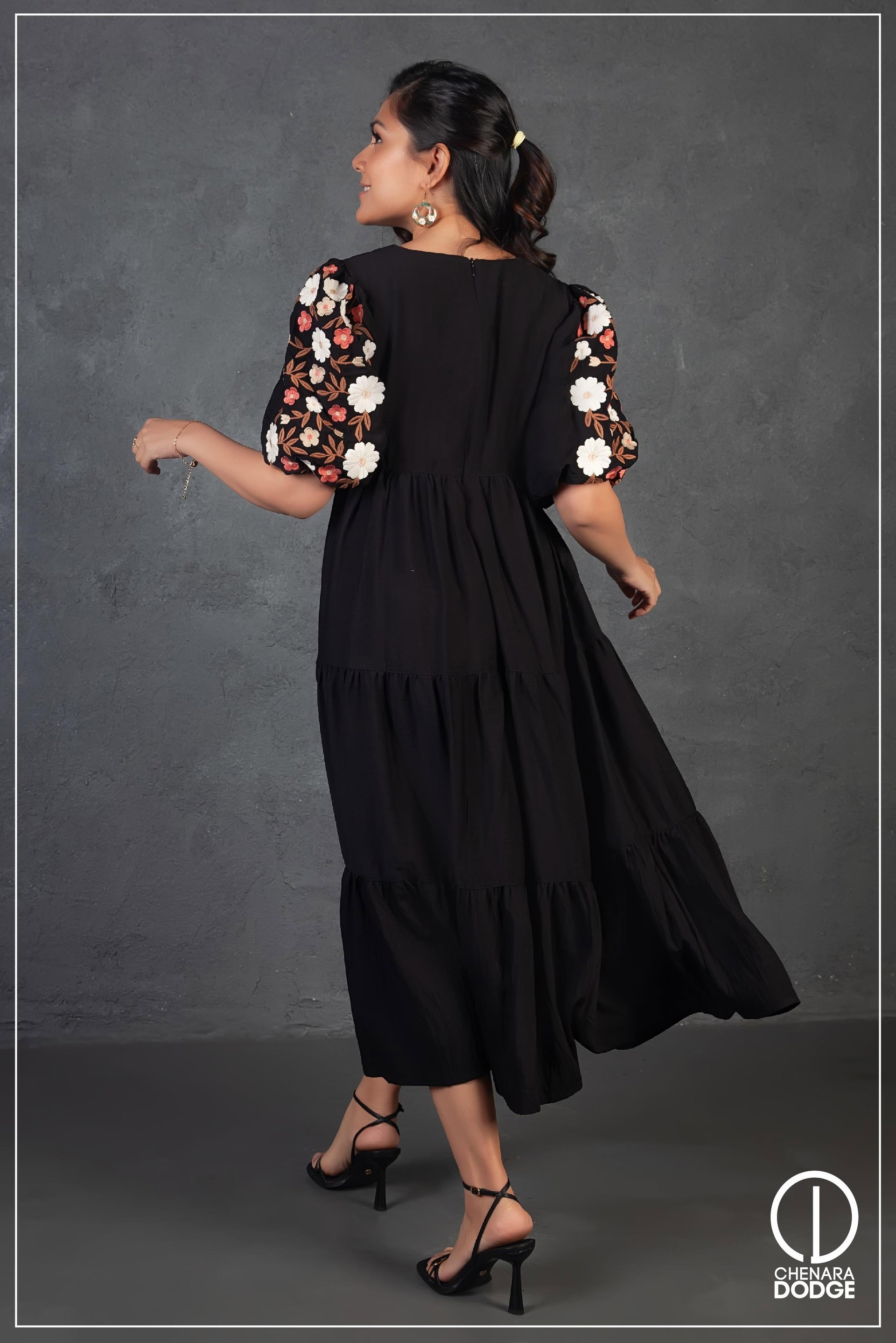 ELIZA EMBROIDERED MIDI DRESS