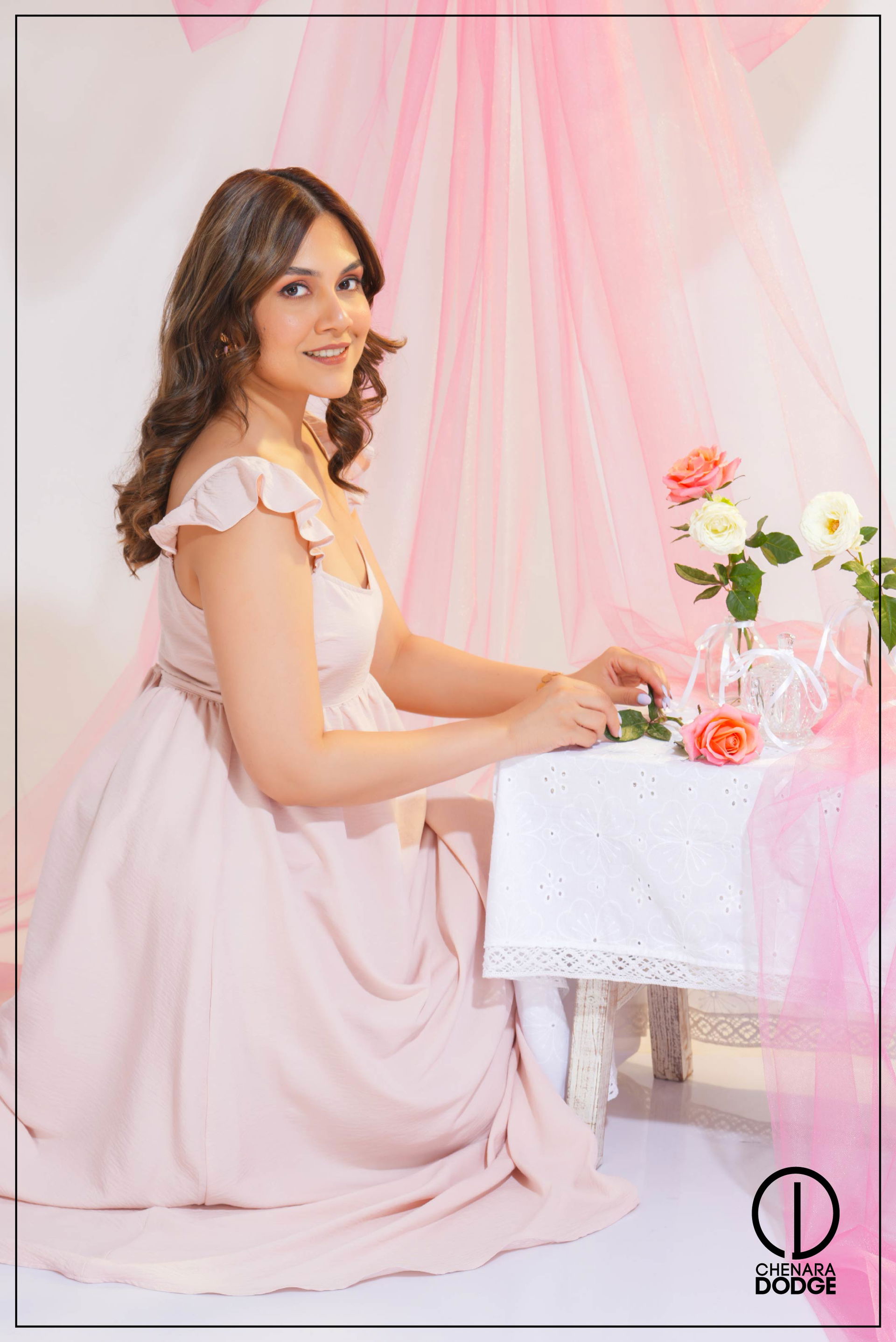 Pale pink.