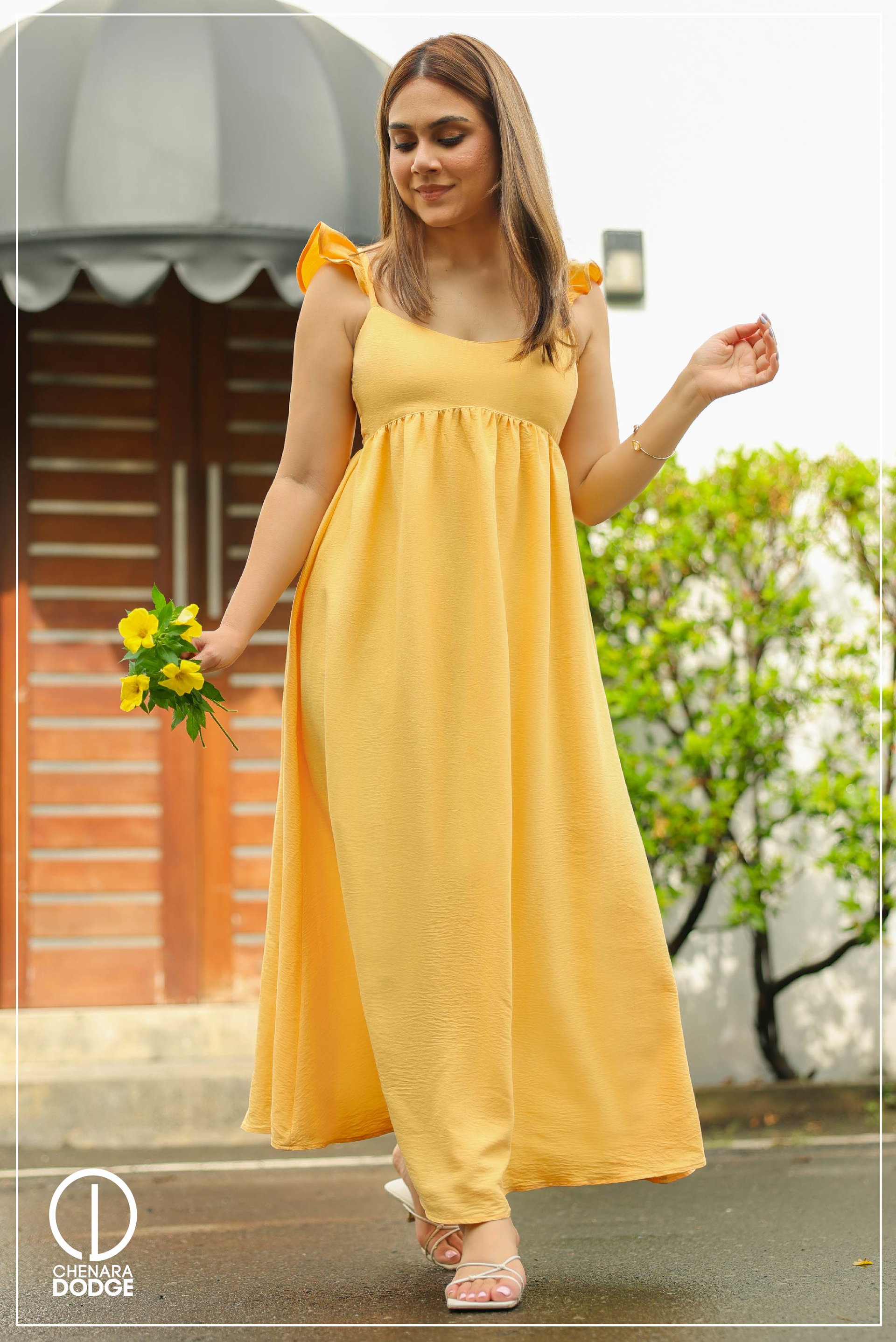 ELOISE FLUTTER SLEEVE MAXI DRESS