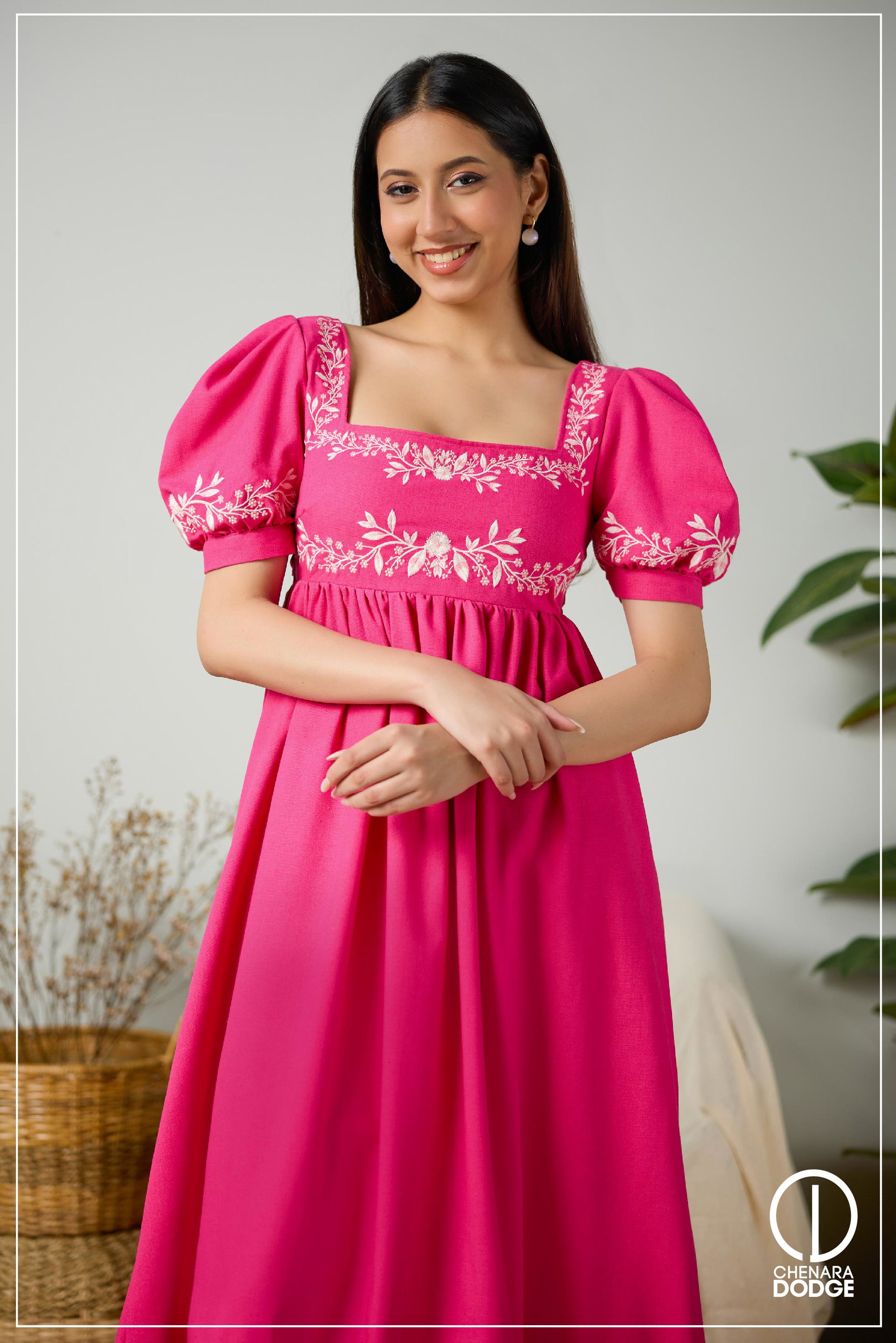 ELORA EMBROIDERED MIDI DRESS